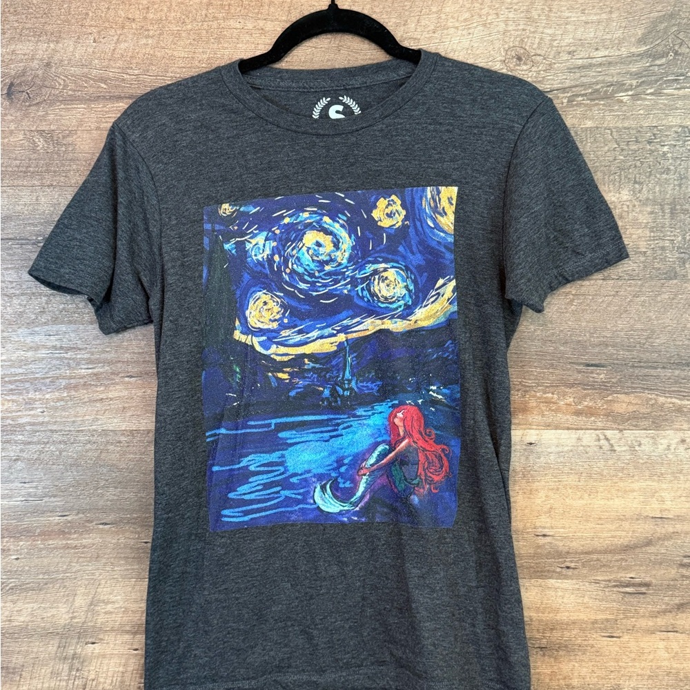Disney Little Mermaid Graphic T-Shirt with Starry Night Design
